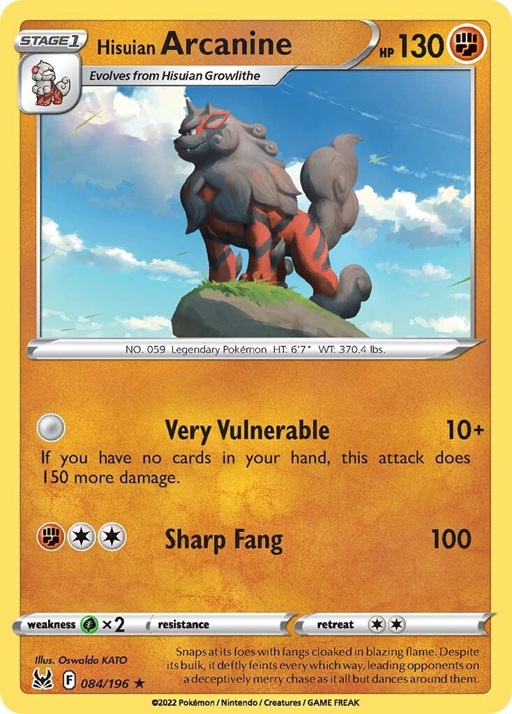 Hisuian Arcanine (084/196) (Theme Deck Exclusive) [Sword & Shield: Lost Origin] | Card Citadel