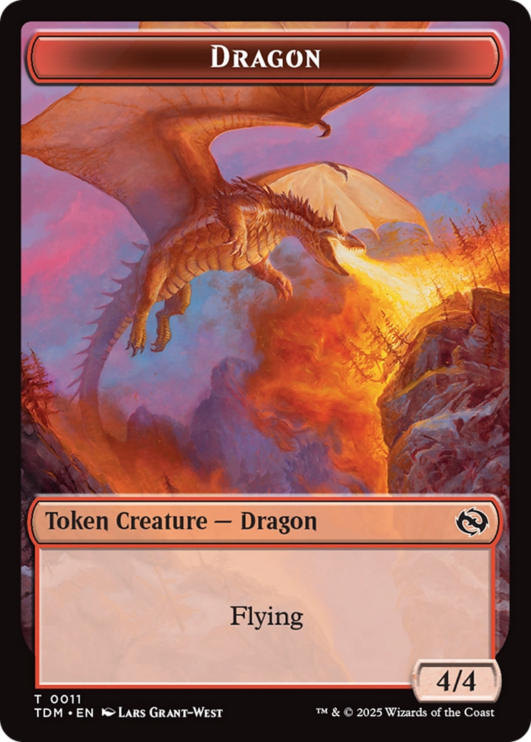 Dragon (0011) // Warrior Double-Sided Token [Tarkir: Dragonstorm Tokens] | Card Citadel