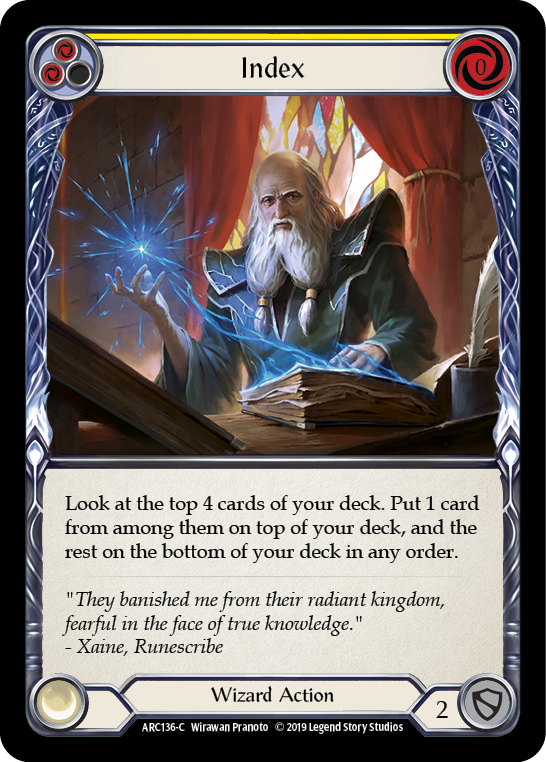 Index (Yellow) [ARC136-C] (Arcane Rising)  1st Edition Rainbow Foil | Card Citadel