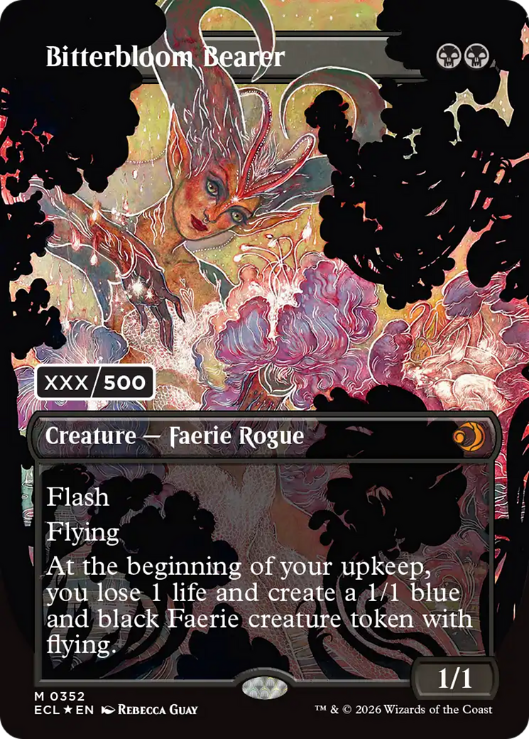 Bitterbloom Bearer (Borderless) (Serial Numbered) [Lorwyn Eclipsed Promos] | Card Citadel