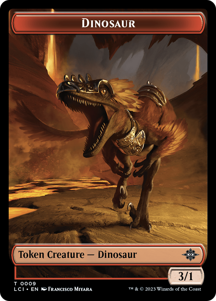 Treasure (0018) // Dinosaur (0009) Double-Sided Token [The Lost Caverns of Ixalan Tokens] | Card Citadel