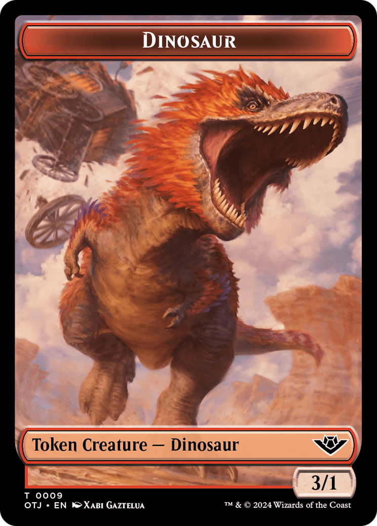 Mercenary // Dinosaur Double-Sided Token [Outlaws of Thunder Junction Tokens] | Card Citadel