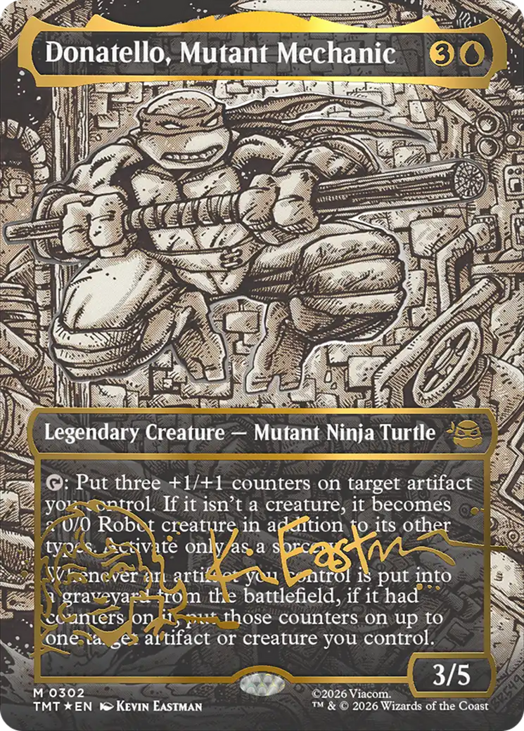 Donatello, Mutant Mechanic (Borderless) (Gold-Stamped Signature) [Teenage Mutant Ninja Turtles] | Card Citadel