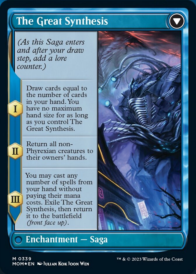 Jin-Gitaxias // The Great Synthesis (Borderless Alternate Art) [March of the Machine] | Card Citadel