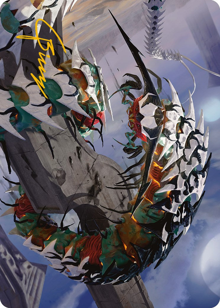 Atraxa's Skitterfang Art Card (Gold-Stamped Signature) [Phyrexia: All Will Be One Art Series] | Card Citadel