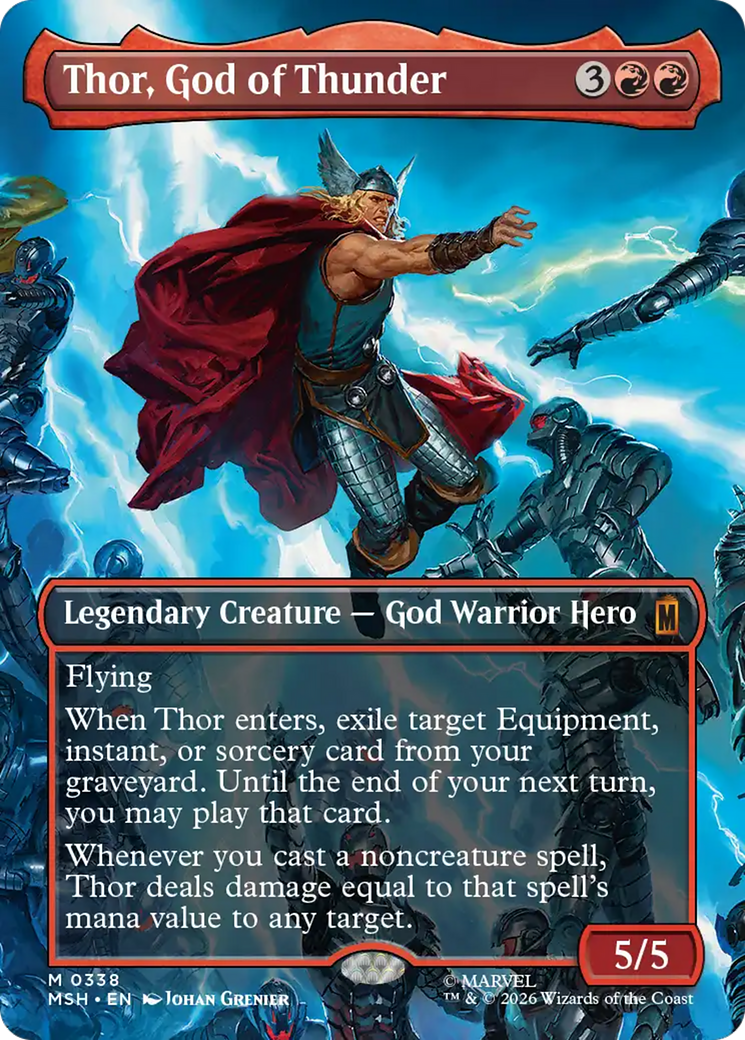 Thor, God of Thunder (Borderless) (0338) [Marvel Super Heroes] | Card Citadel