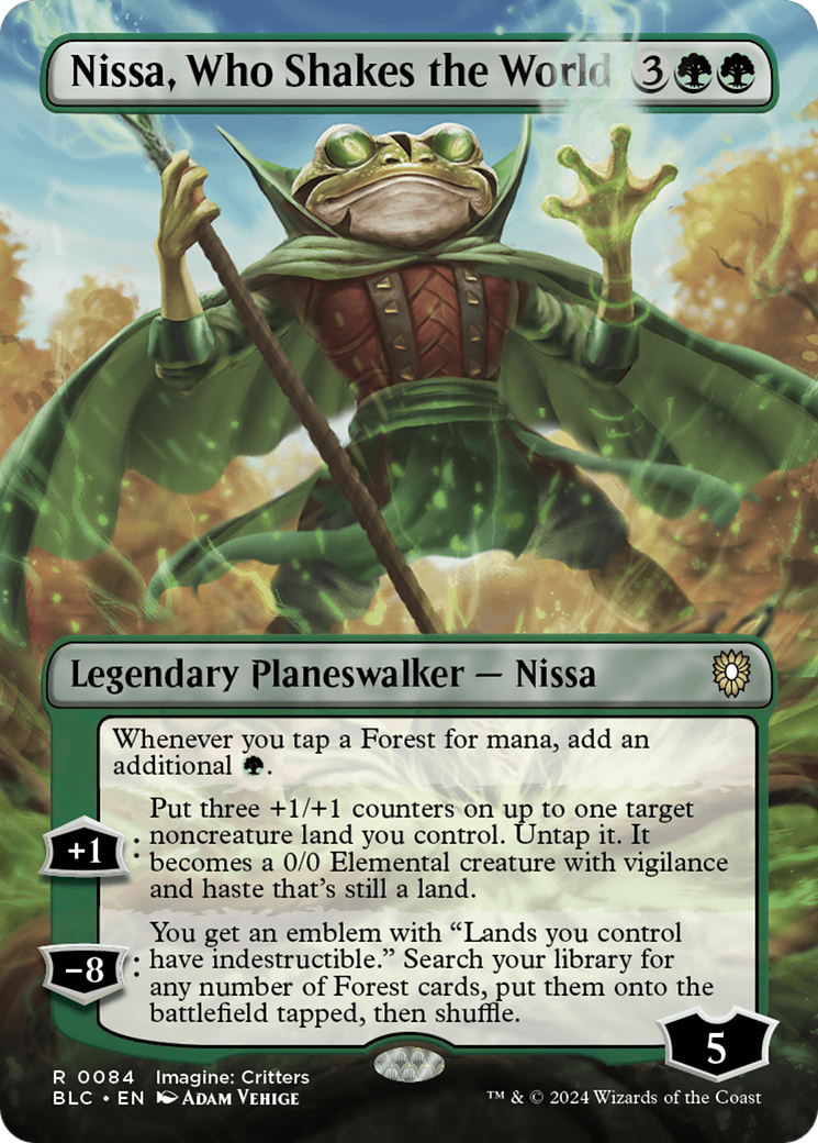 Nissa, Who Shakes the World (Borderless) [Bloomburrow Commander] | Card Citadel