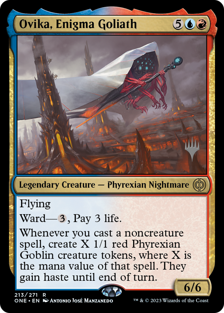 Ovika, Enigma Goliath (Promo Pack) [Phyrexia: All Will Be One Promos] | Card Citadel