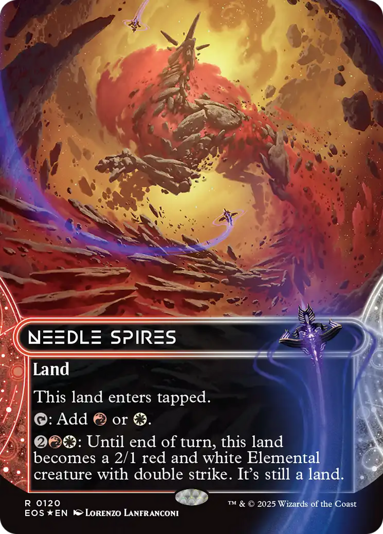 Needle Spires (0120) (Borderless) (Galaxy Foil) [Edge of Eternities: Stellar Sights] | Card Citadel