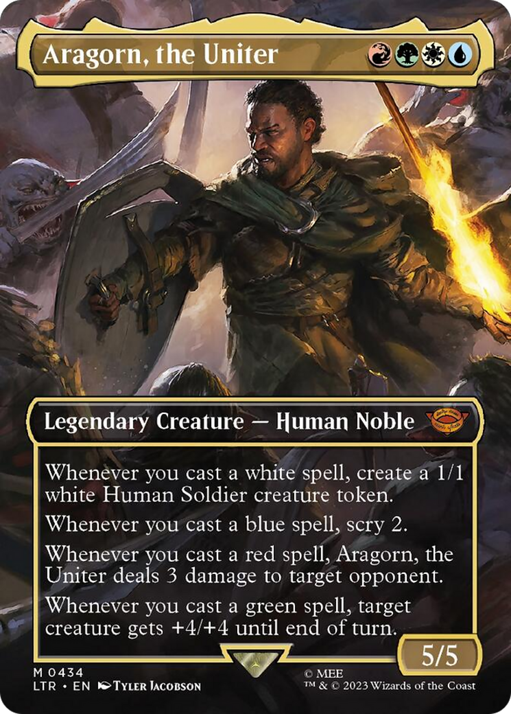 Aragorn, the Uniter (Borderless Alternate Art) [The Lord of the Rings: Tales of Middle-Earth] | Card Citadel