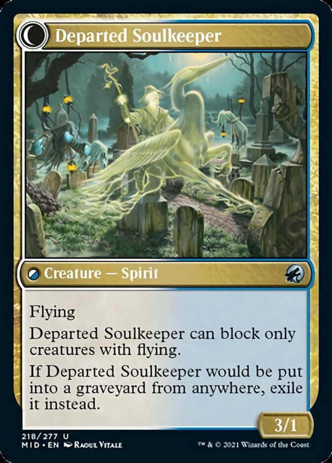 Devoted Grafkeeper // Departed Soulkeeper [Innistrad: Midnight Hunt] | Card Citadel