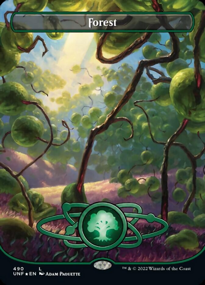 Forest (490) (Planetary Space-ic Land) (Galaxy Foil) [Unfinity] | Card Citadel