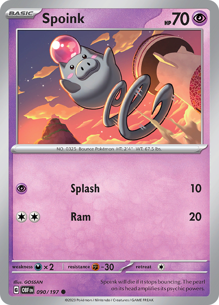 Spoink (090/197) [Scarlet & Violet: Obsidian Flames] | Card Citadel