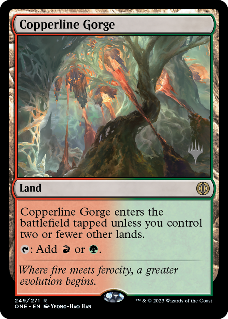 Copperline Gorge (Promo Pack) [Phyrexia: All Will Be One Promos] | Card Citadel