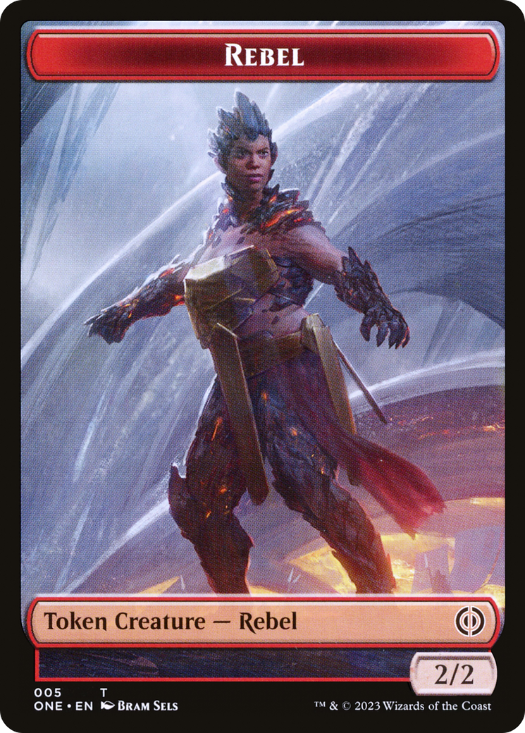 Rebel // Drone Double-Sided Token [Phyrexia: All Will Be One Tokens] | Card Citadel