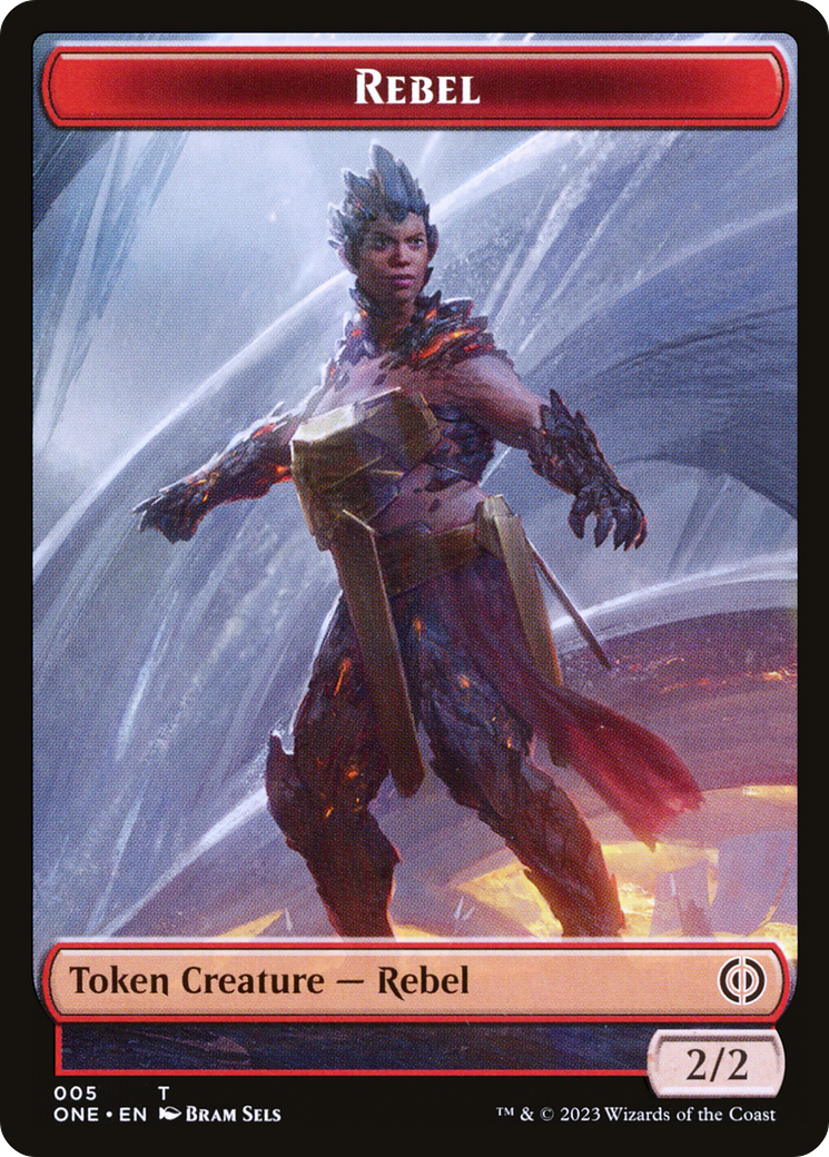 Rebel // The Hollow Sentinel Double-Sided Token [Phyrexia: All Will Be One Tokens] | Card Citadel
