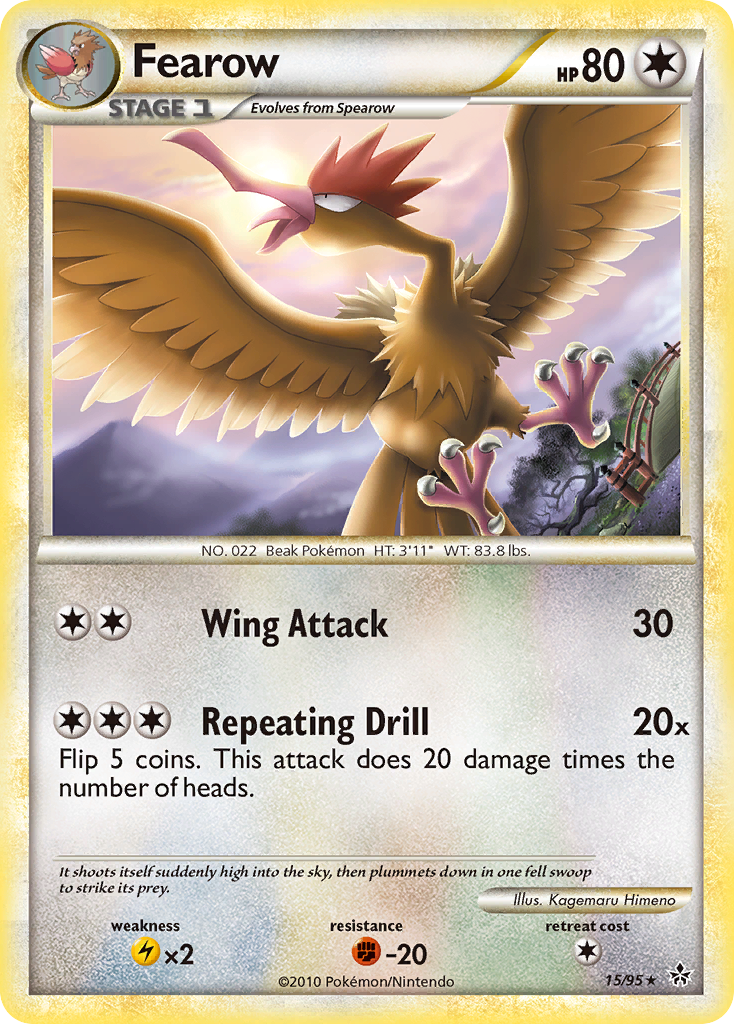 Fearow (15/95) [HeartGold & SoulSilver: Unleashed] | Card Citadel