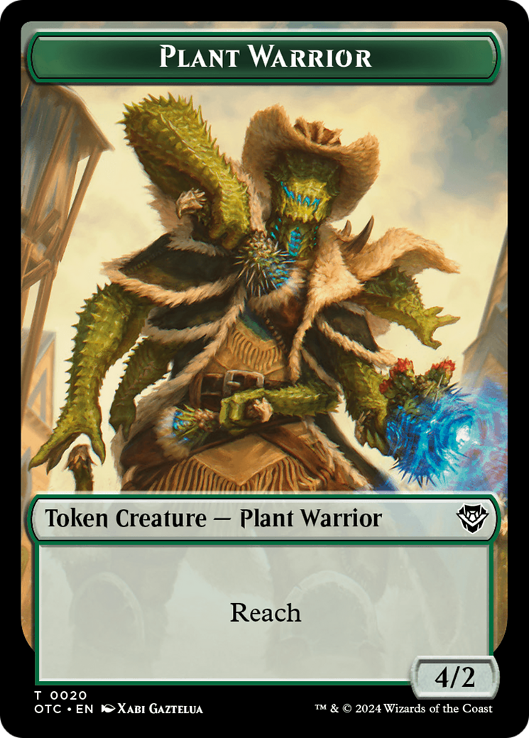 Plant Warrior // Plant Double-Sided Token [Outlaws of Thunder Junction Commander Tokens] | Card Citadel