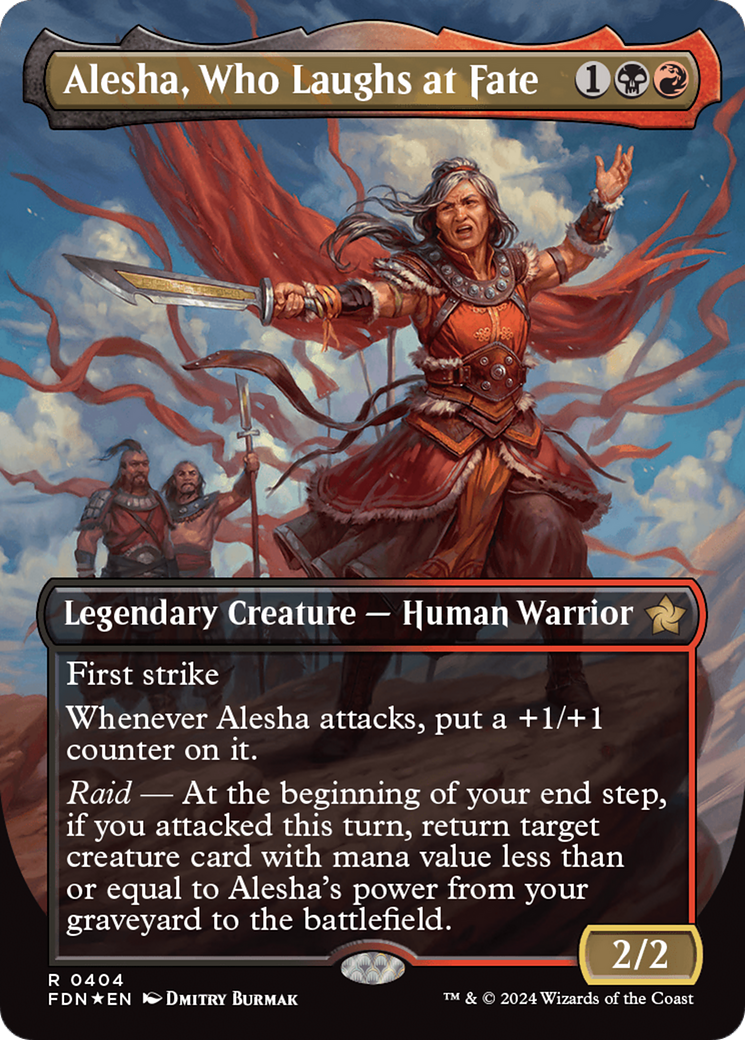 Alesha, Who Laughs at Fate (Borderless) (Mana Foil) [Foundations] | Card Citadel