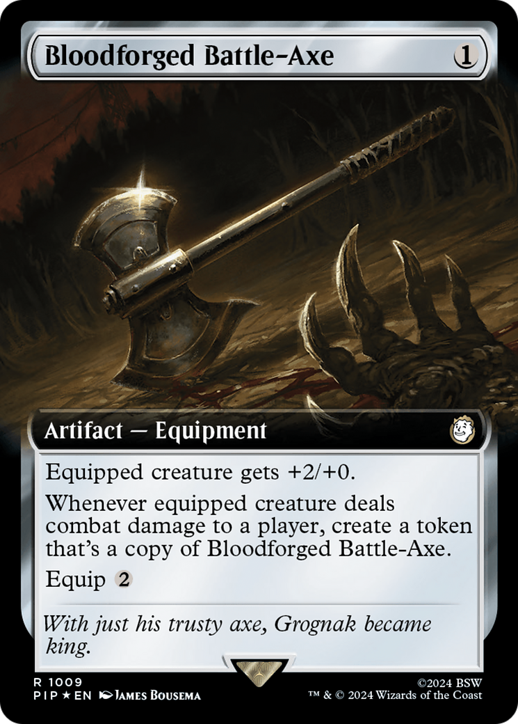 Bloodforged Battle-Axe (Extended Art) (Surge Foil) [Fallout] | Card Citadel