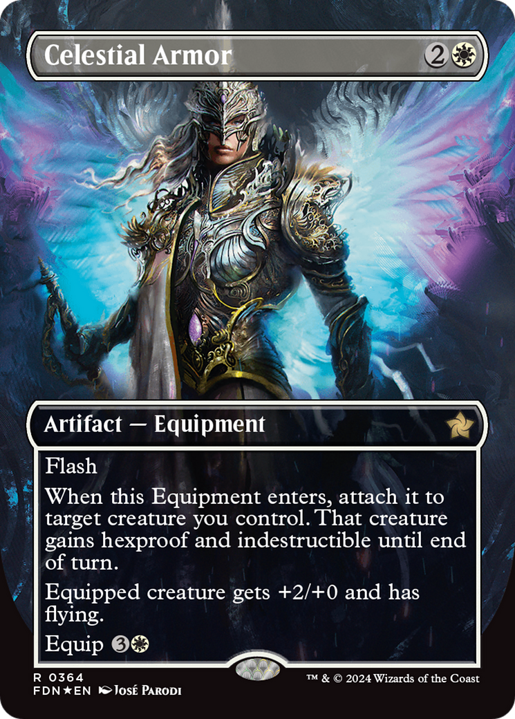 Celestial Armor (Borderless) (Mana Foil) [Foundations] | Card Citadel