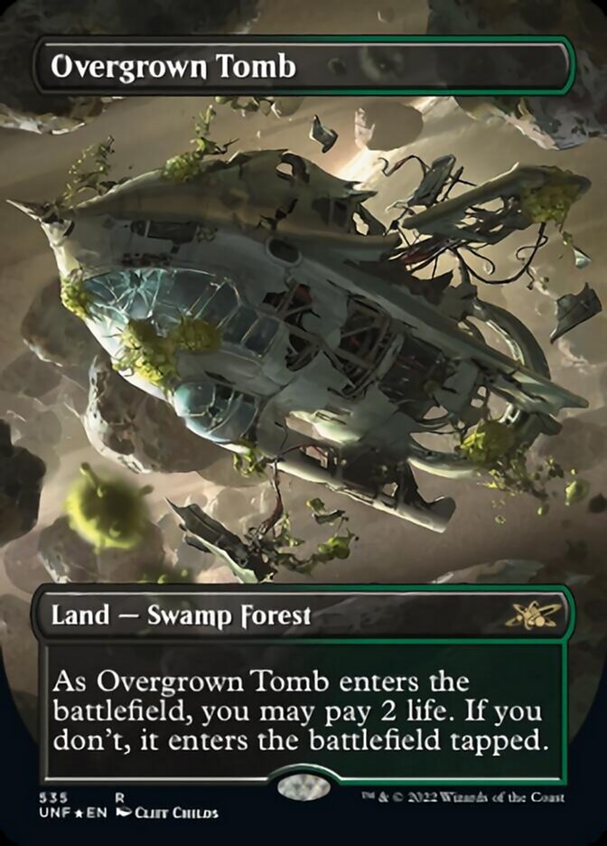 Overgrown Tomb (Borderless) (Galaxy Foil) [Unfinity] | Card Citadel