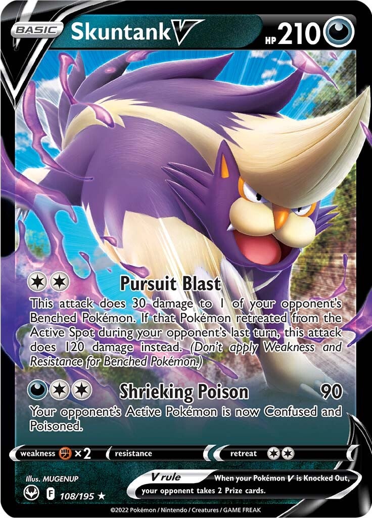 Skuntank V (108/195) [Sword & Shield: Silver Tempest] | Card Citadel