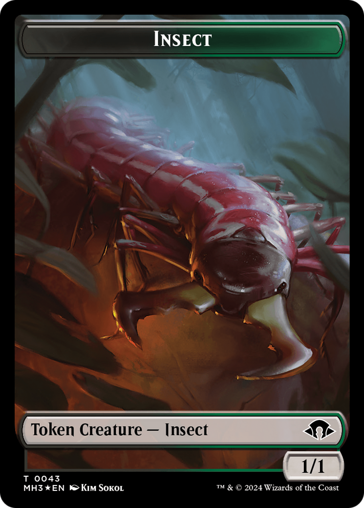 Insect (0043) (Ripple Foil) // Zombie Double-Sided Token [Modern Horizons 3 Tokens] | Card Citadel