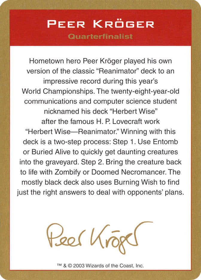 Peer Kroger Bio [World Championship Decks 2003] | Card Citadel