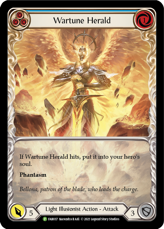 Wartune Herald (Blue Extended Art) [FAB037] (Promo)  Rainbow Foil | Card Citadel