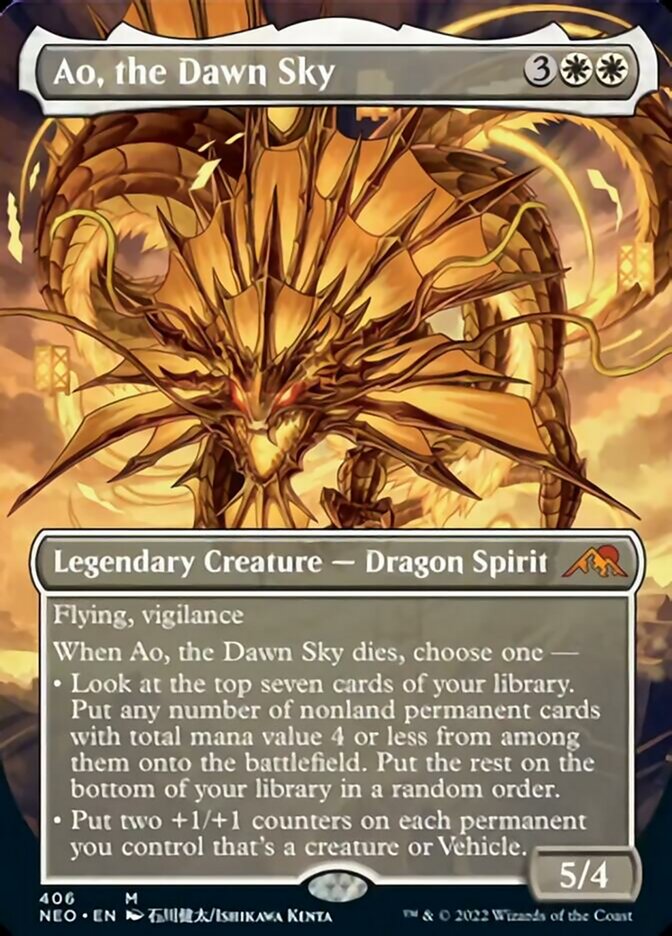 Ao, the Dawn Sky (Borderless Alternate Art) [Kamigawa: Neon Dynasty] | Card Citadel