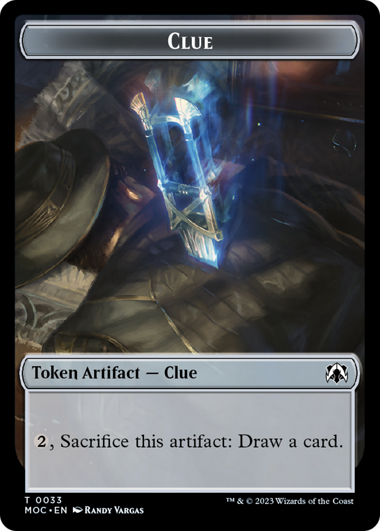 Golem // Clue Double-Sided Token [March of the Machine Commander Tokens] | Card Citadel