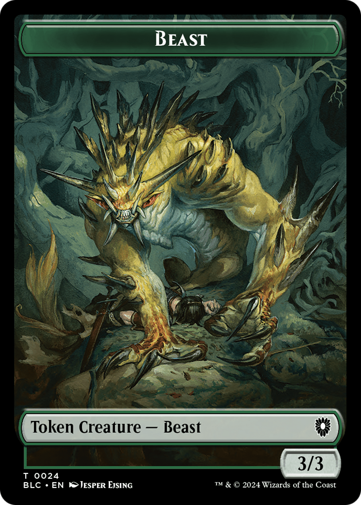 Beast (024) // Treasure Double-Sided Token [Bloomburrow Commander Tokens] | Card Citadel