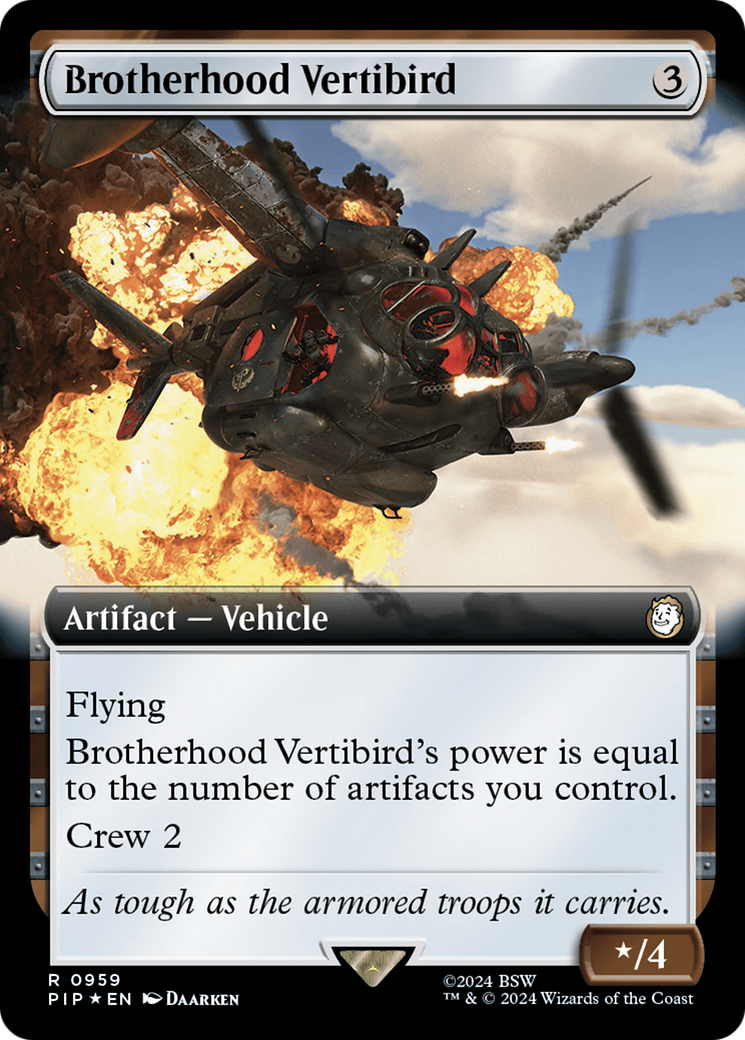 Brotherhood Vertibird (Extended Art) (Surge Foil) [Fallout] | Card Citadel