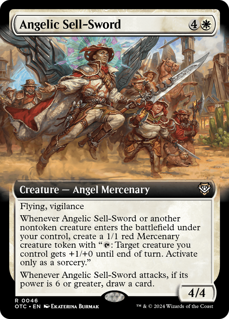 Angelic Sell-Sword (Extended Art) [Outlaws of Thunder Junction Commander] | Card Citadel