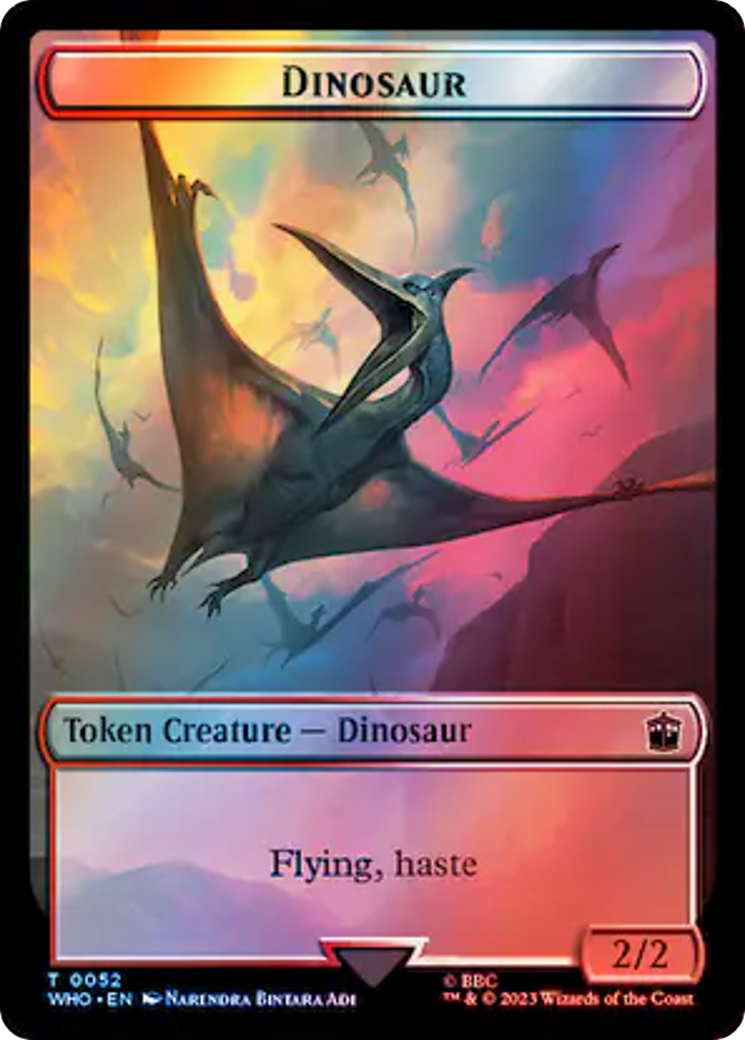 Soldier // Dinosaur Double-Sided Token (Surge Foil) [Doctor Who Tokens] | Card Citadel