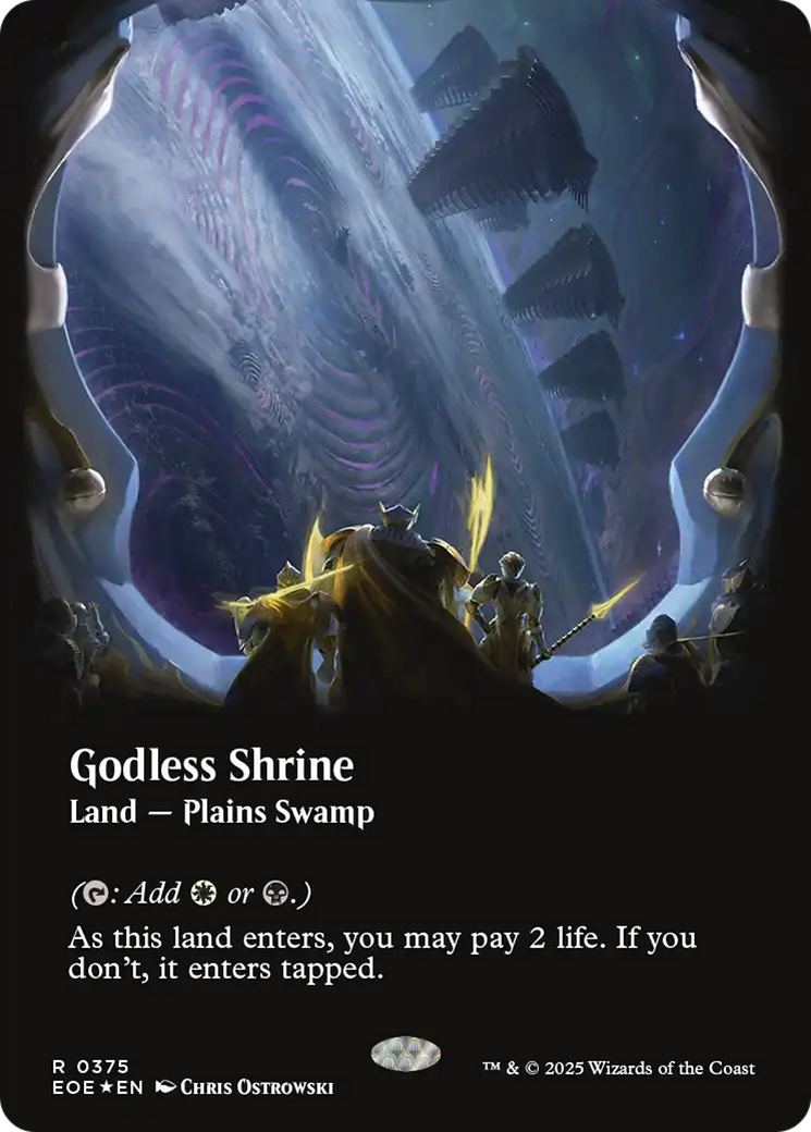 Godless Shrine (Borderless) (Galaxy Foil) [Edge of Eternities] | Card Citadel
