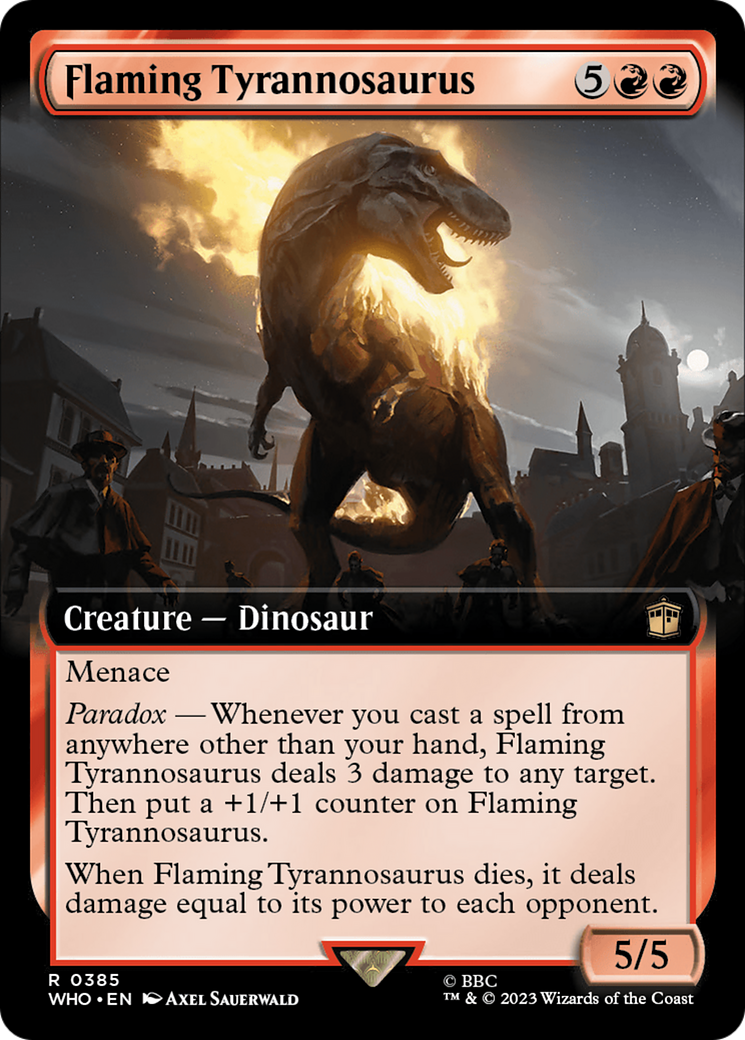 Flaming Tyrannosaurus (Extended Art) [Doctor Who] | Card Citadel