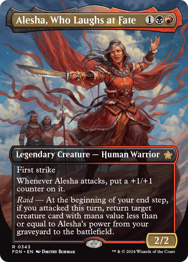 Alesha, Who Laughs at Fate (Borderless) [Foundations] | Card Citadel