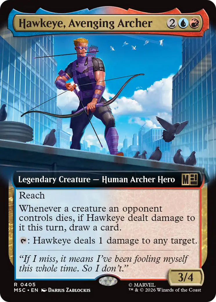 Hawkeye, Avenging Archer (Extended Art) [Marvel Super Heroes Commander] | Card Citadel