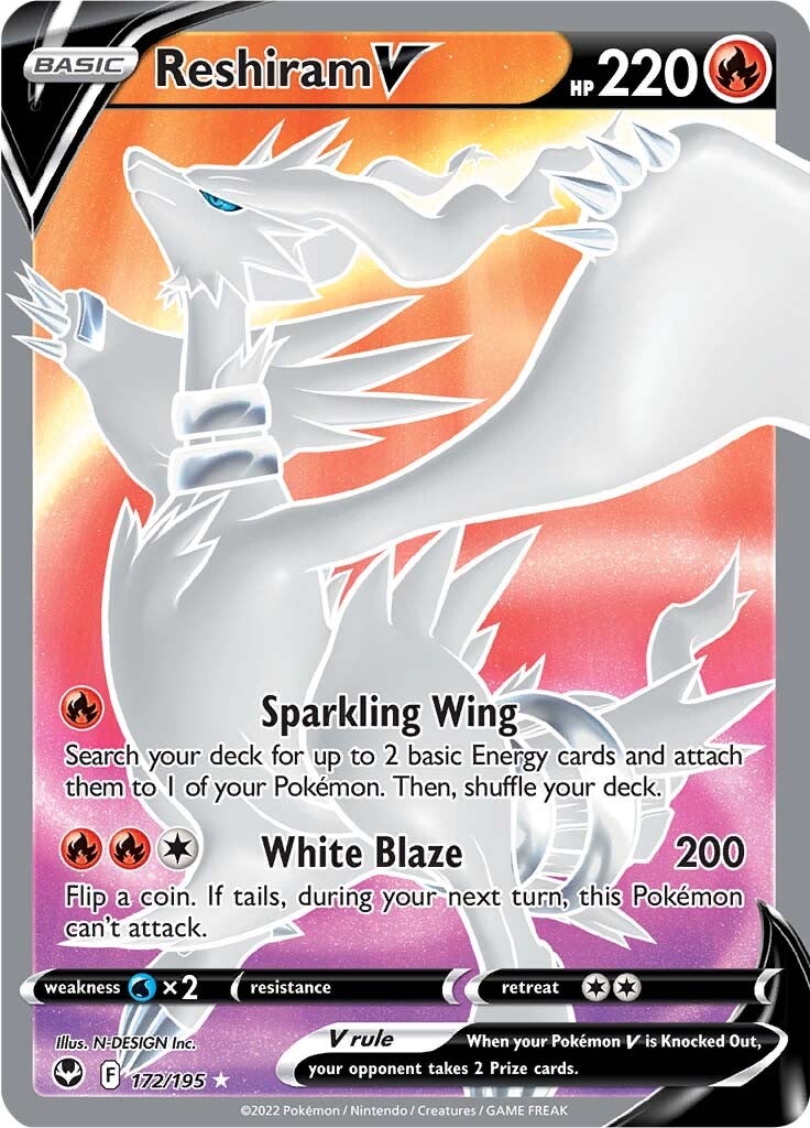 Reshiram V (172/195) [Sword & Shield: Silver Tempest] | Card Citadel