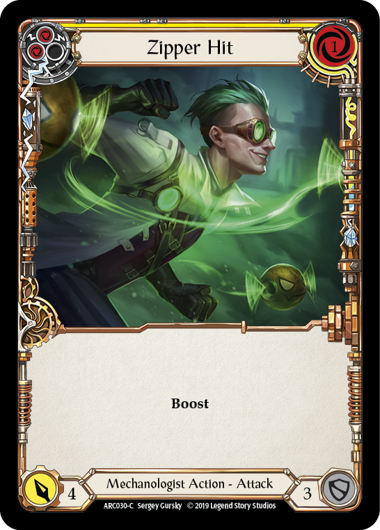 Zipper Hit (Yellow) [ARC030-C] (Arcane Rising)  1st Edition Rainbow Foil | Card Citadel