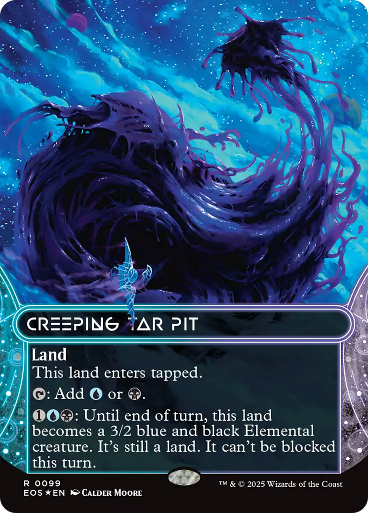 Creeping Tar Pit (0099) (Borderless) (Galaxy Foil) [Edge of Eternities: Stellar Sights] | Card Citadel