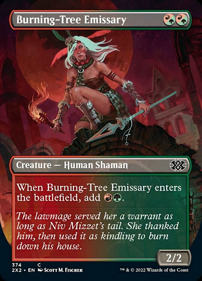 Burning-Tree Emissary (Borderless Alternate Art) [Double Masters 2022] | Card Citadel