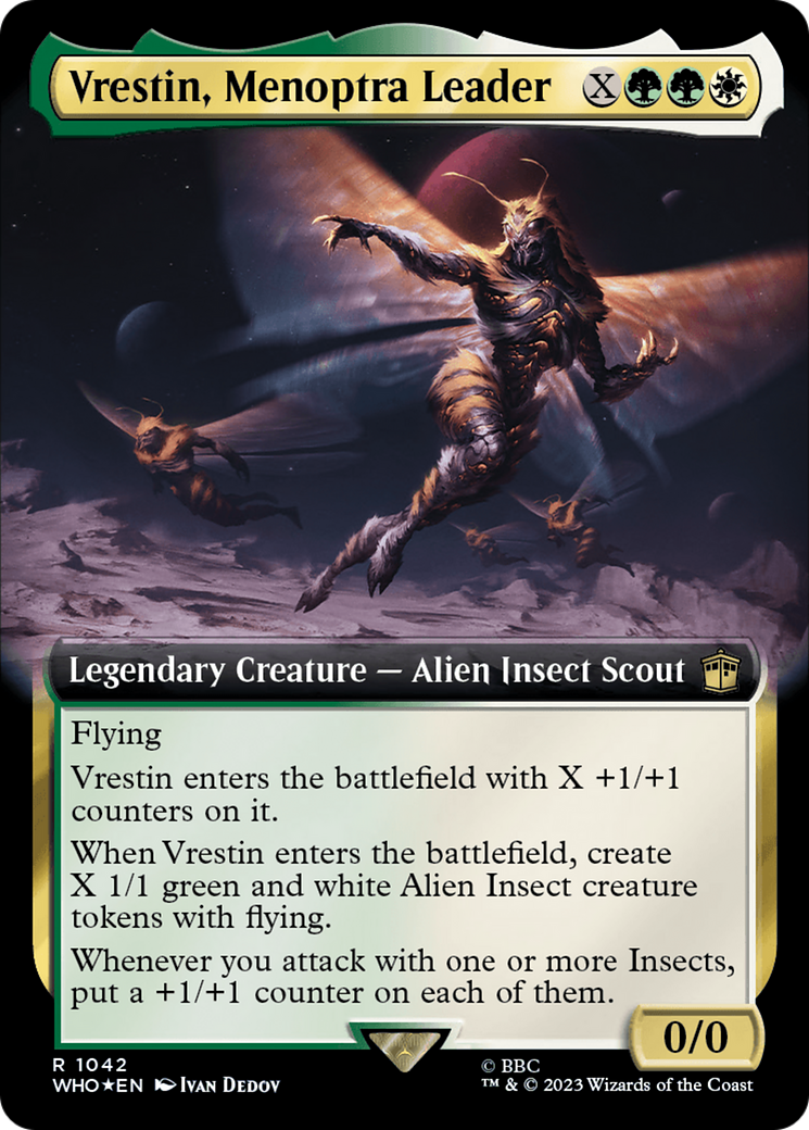 Vrestin, Menoptra Leader (Extended Art) (Surge Foil) [Doctor Who] | Card Citadel