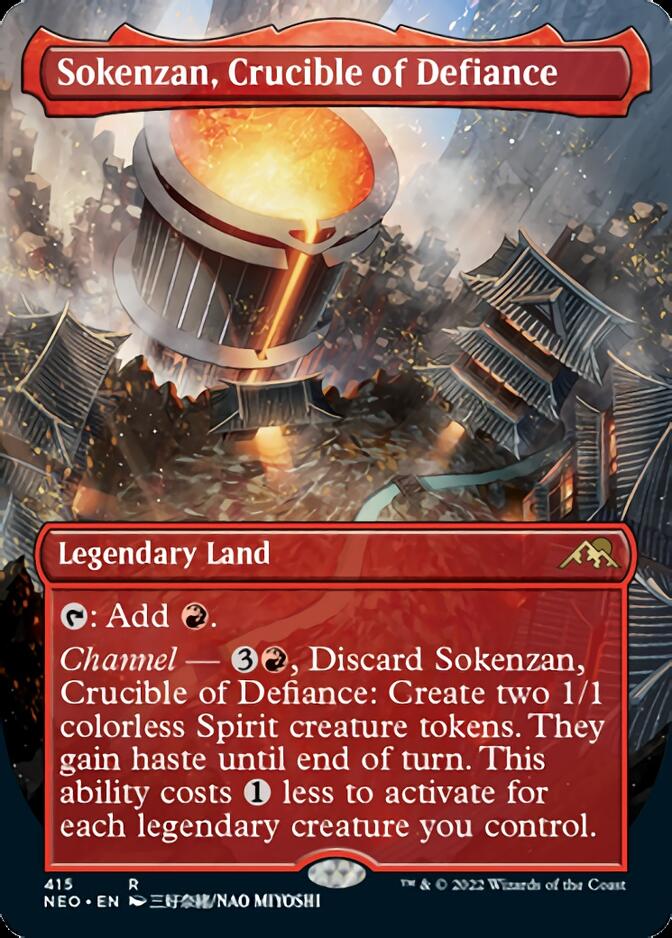 Sokenzan, Crucible of Defiance (Borderless Alternate Art) [Kamigawa: Neon Dynasty] | Card Citadel