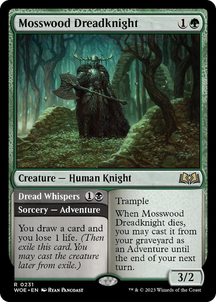 Mosswood Dreadknight // Dread Whispers [Wilds of Eldraine] | Card Citadel