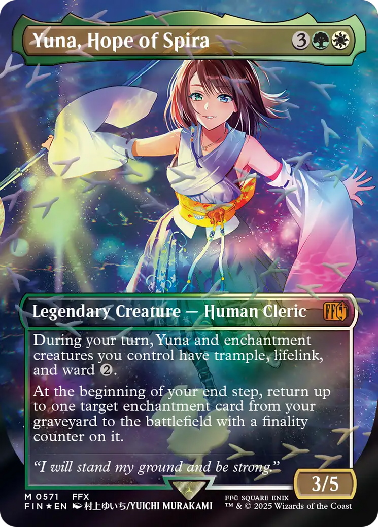 Yuna, Hope of Spira (Borderless) (Chocobo Track Foil) [FINAL FANTASY] | Card Citadel