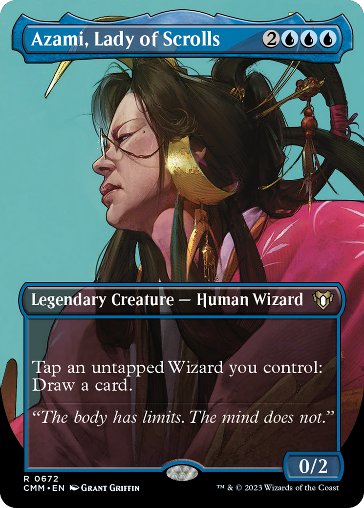 Azami, Lady of Scrolls (Borderless Profile) [Commander Masters] | Card Citadel