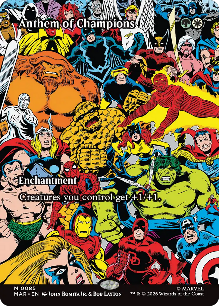 Anthem of Champions (Borderless) [Marvel Universe: Eternal-Legal] | Card Citadel
